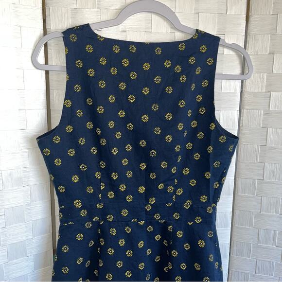 J. Crew Blue Button Up Linen Sunflower Dress Women’s Size 2 - Picture 6 of 12